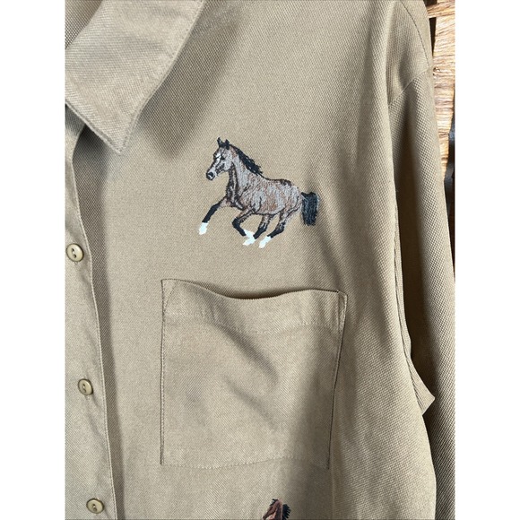 Vintage 2 Piece Shirt Combo Embroidery Horses Size Large - Picture 8 of 14